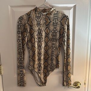 Snakeskin Print Long Sleeve Bodysuit